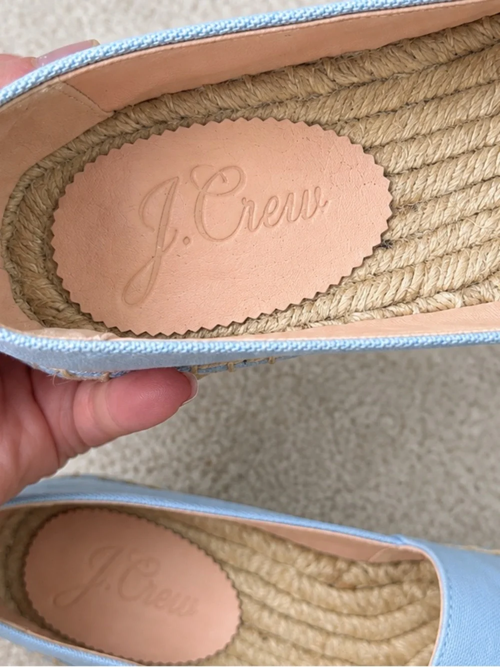 J.Crew NWOT Light Blue Canvas Espadrille Flats Made in Spain Size 7
